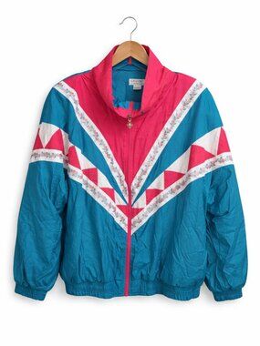 VINTAGE | Lavon Green Pink & White Floral Jacket – Women’s XL